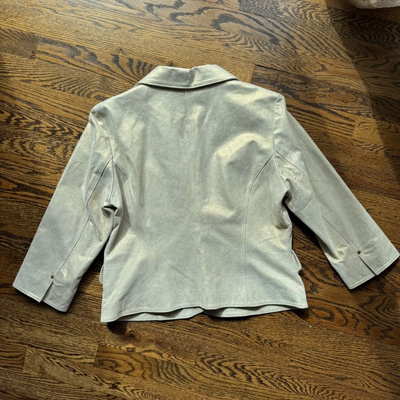 Newport News Leather Genuine Leather Vintage Gold Shimmer Jacket Size 14 - Picture 3 of 6